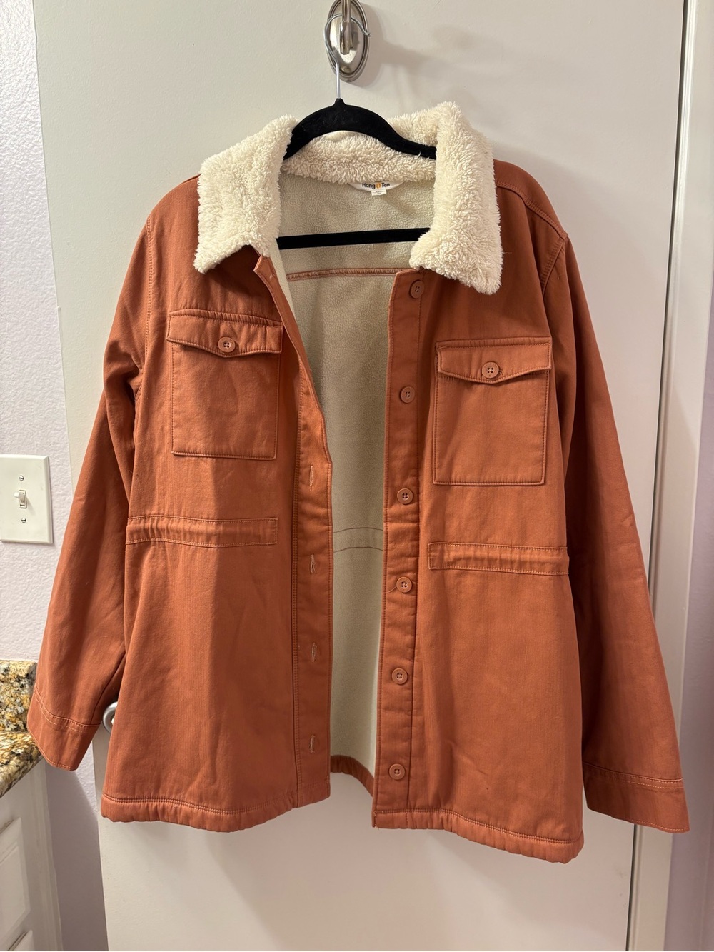 Hang Ten XL Women’s  Rust Sherpa-Lined Utility Jacket Like New PTP 24-L 30